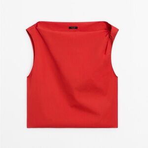 Massimo Dutti Red Sleeveless Boatneck Camisole